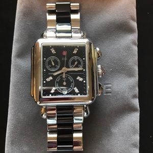 Square face Michele watch.